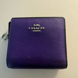 Coach Purple Pebbled Leather Zip-Around Wallet